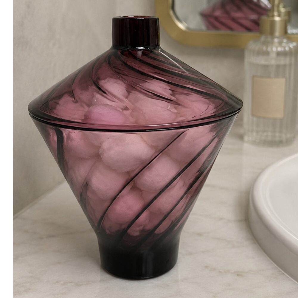 1970's Hazel Atlas Amethyst Swirl Lidded Jar
